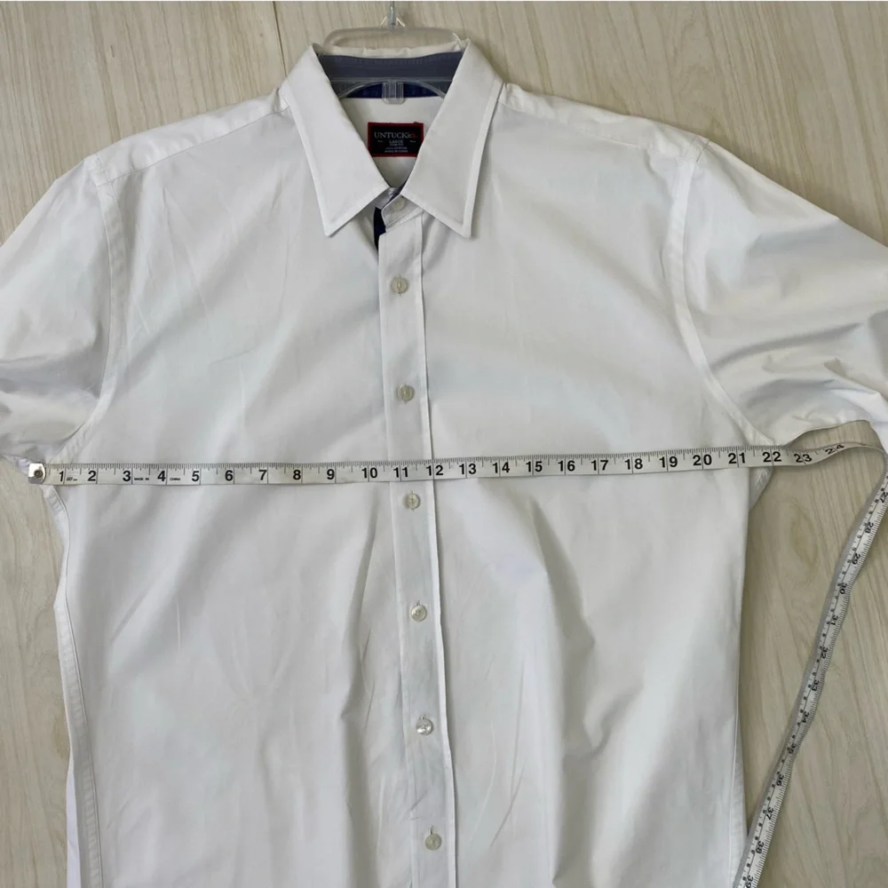 UntuckIt white Las Cases wrinkle free slim fit button down shirt size L_9